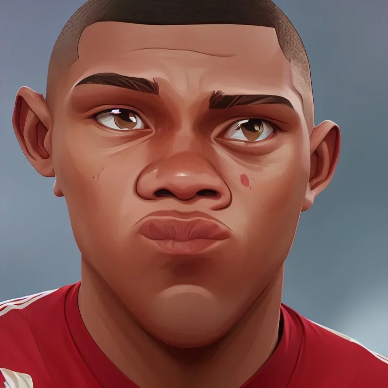 perfect face mbappe crying , highly detailed, wearing france football