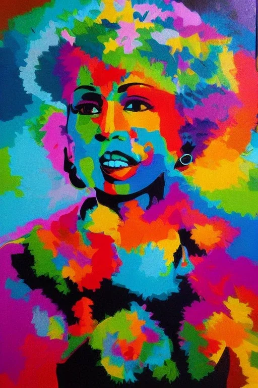 Full body portrait, painting, medium shot lady Tupinipunk