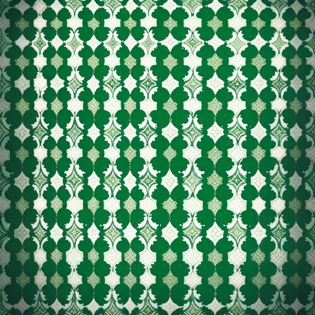 A Dark Green, Light Green & White Aesthetic Looking Islamic Architecture Pattern Texture.