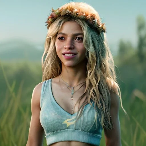 Shakira artist, Realistic image, waist up portrait, perfect eyes, glow, circle iris. concept art, smooth, unreal engine 5, god lights, ray tracing, RTX, lumen lighting, ultra detail, volumetric lighting, 3d, finely drawn, high definition, 4k.