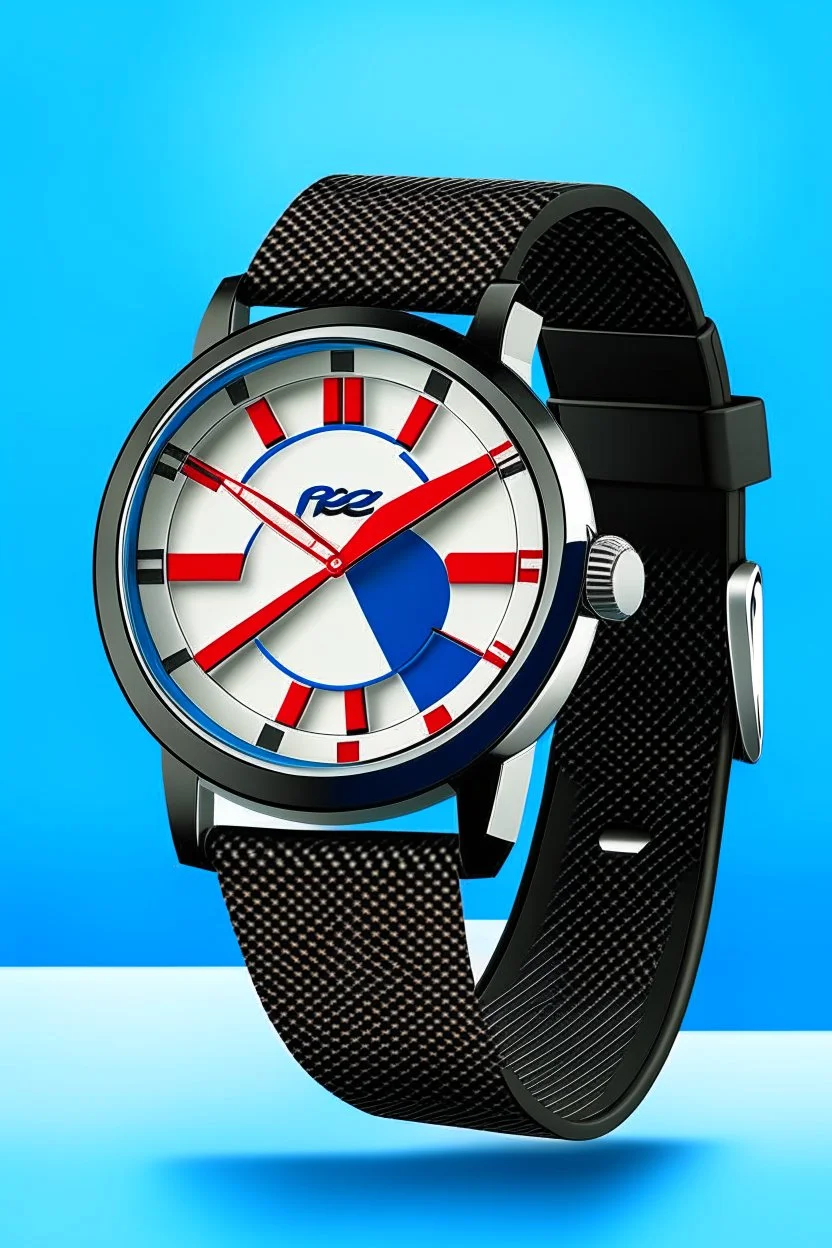 Generate an image of a stylish wristwatch with the Pepsi logo integrated into the design, showcasing the brand's iconic red, white, and blue color scheme.