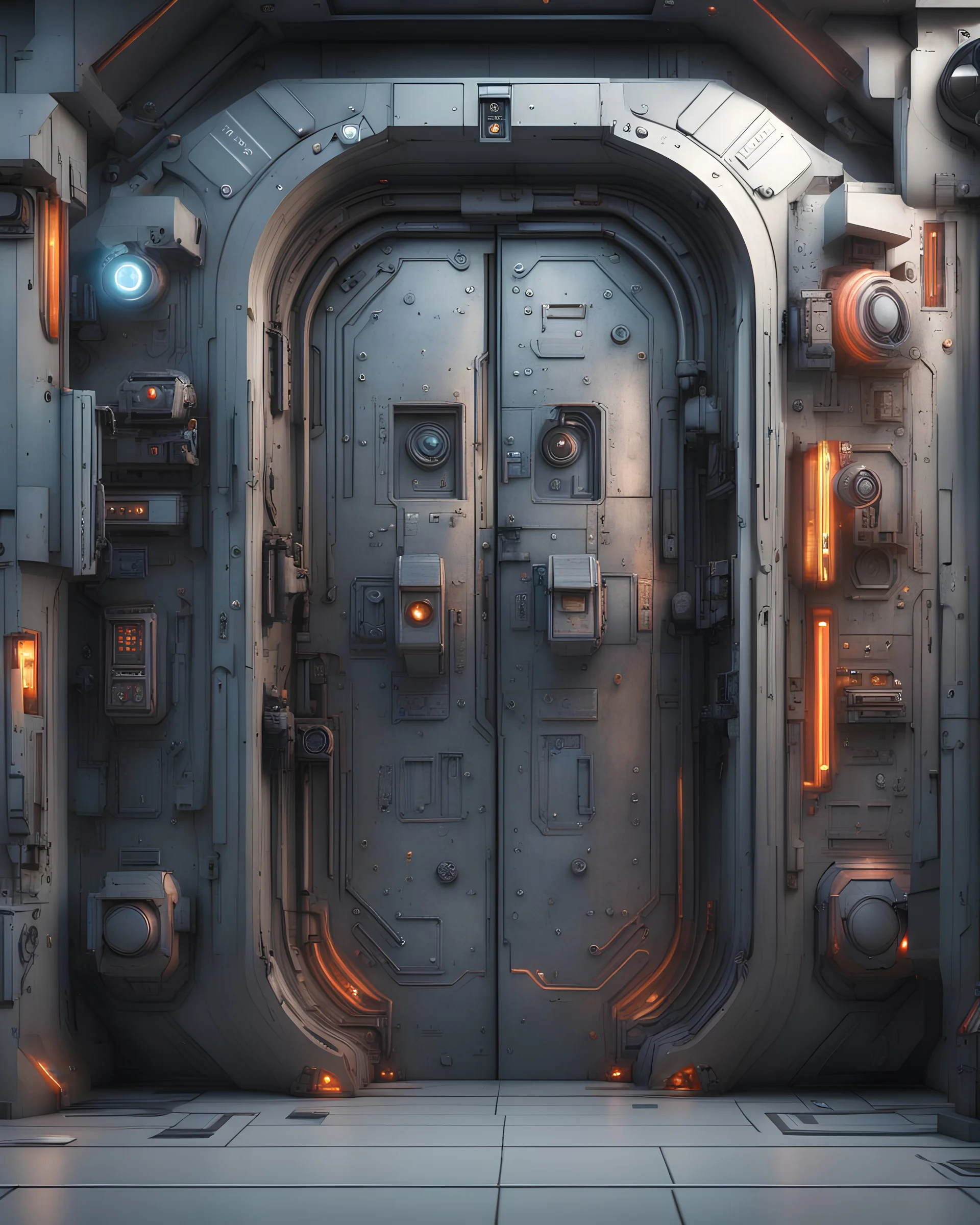 futuristic door hitech technological gadgets HAWKEN photorealistic uhd 8k VRAY highly detailed HDR