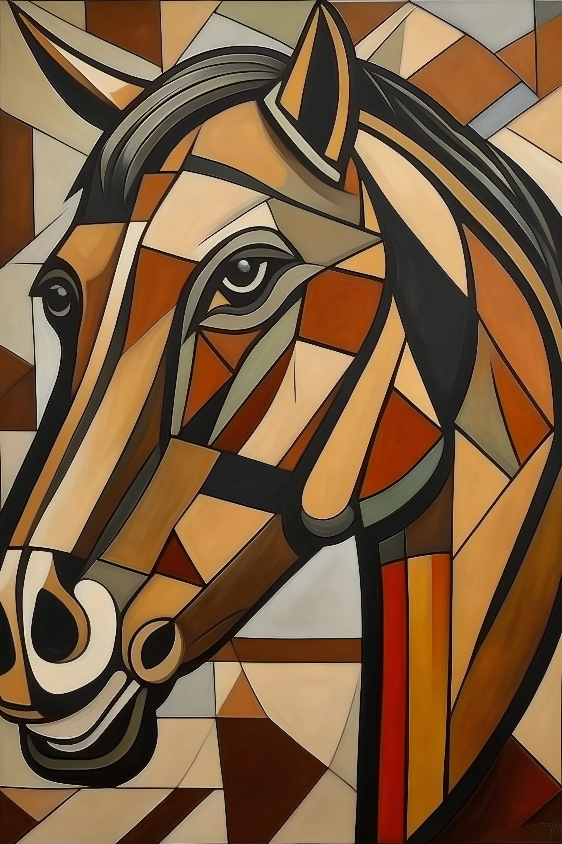 1920s cubism style horses head