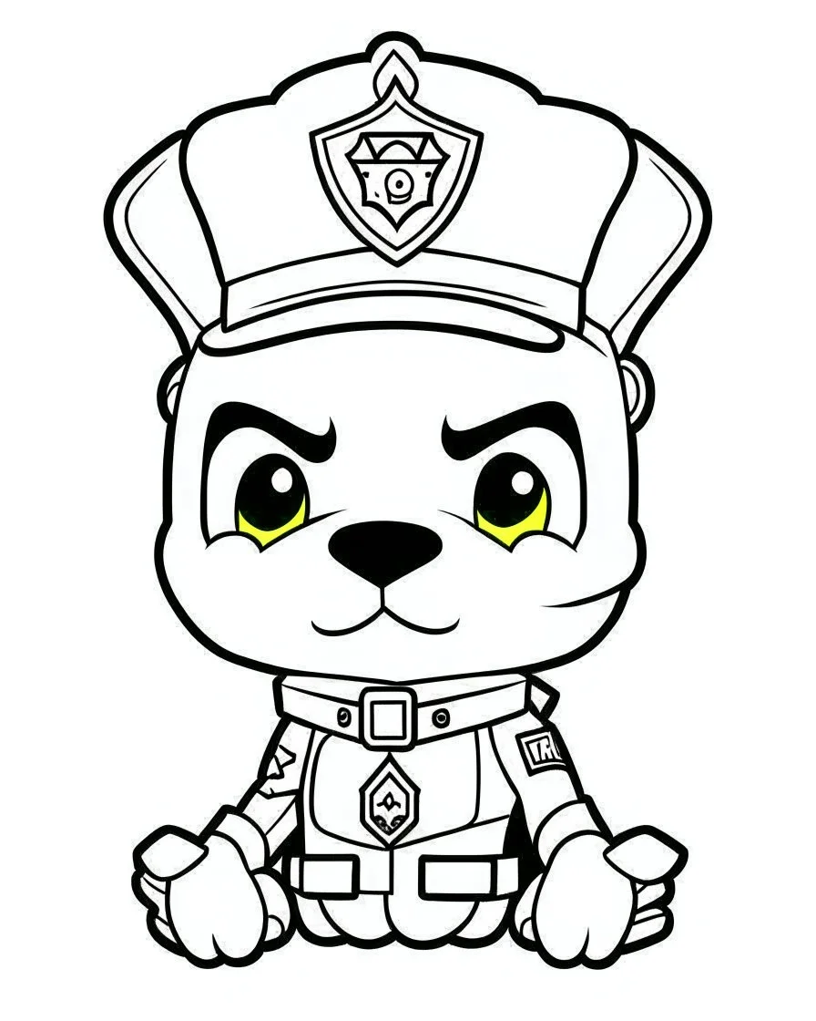 outline art for Paw Patrol Logo coloring page, Japanese manga style, cartoon style, cute face, white background sketch style, full body is a must, only use outline, clean line art, no shadow, bold outline