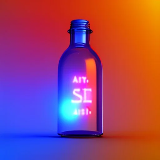 A digital message in a glass bottle. The message is the creation of artificial intelligence.