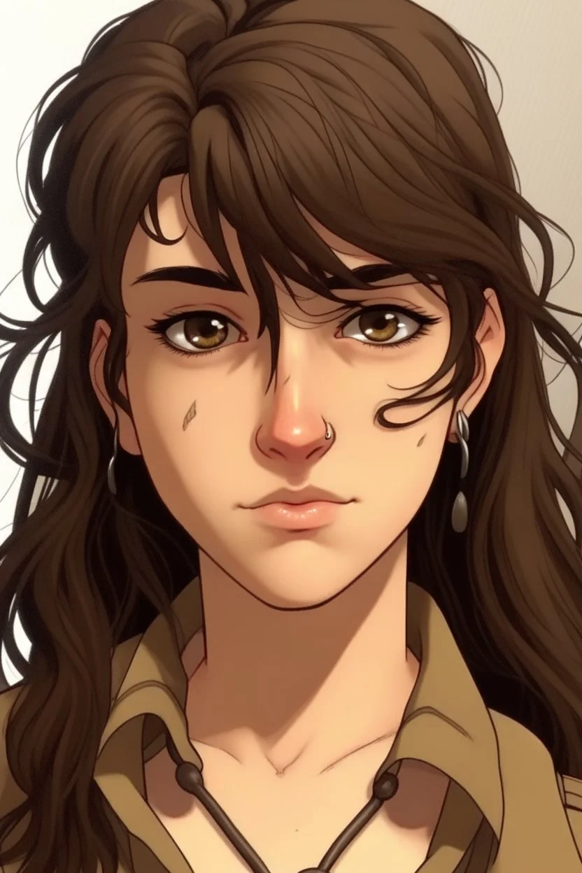 jojos style brown mullet girl character