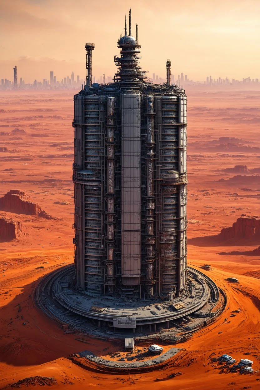 Nuclear holocaust on Mars modern city future buildings and towers, modern architecture future building