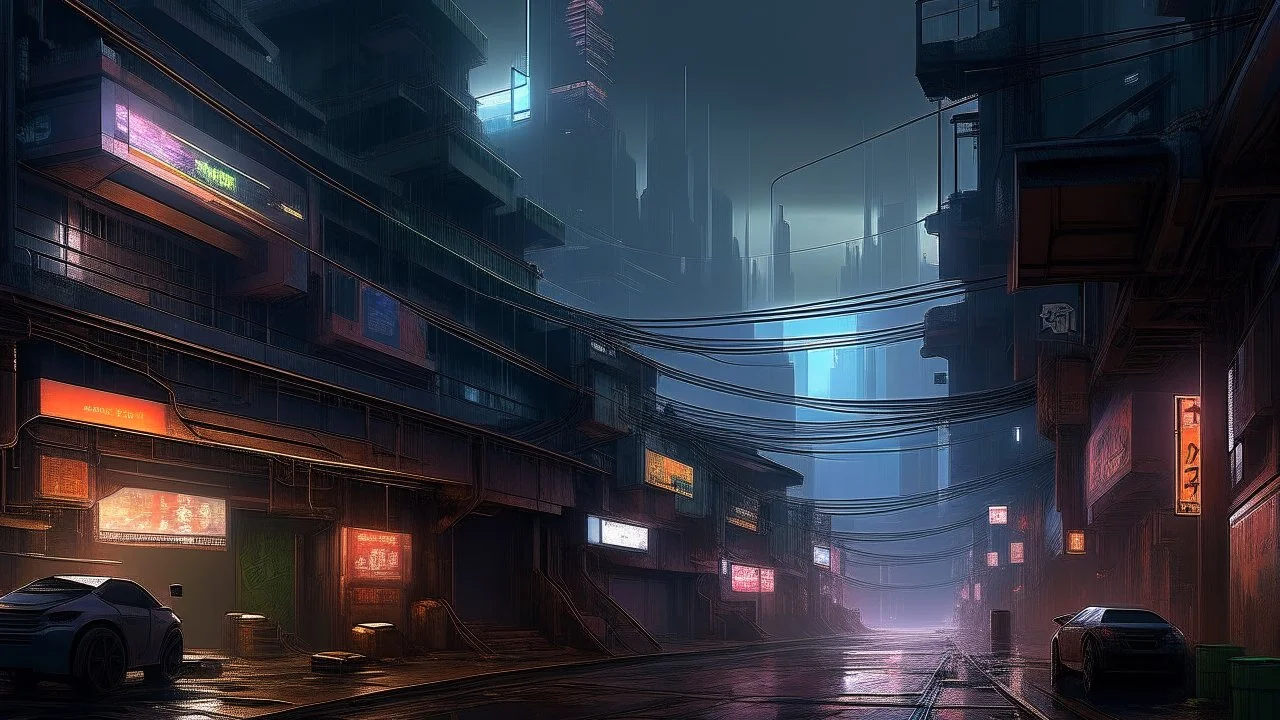 generate a cyberpunk urban background for me