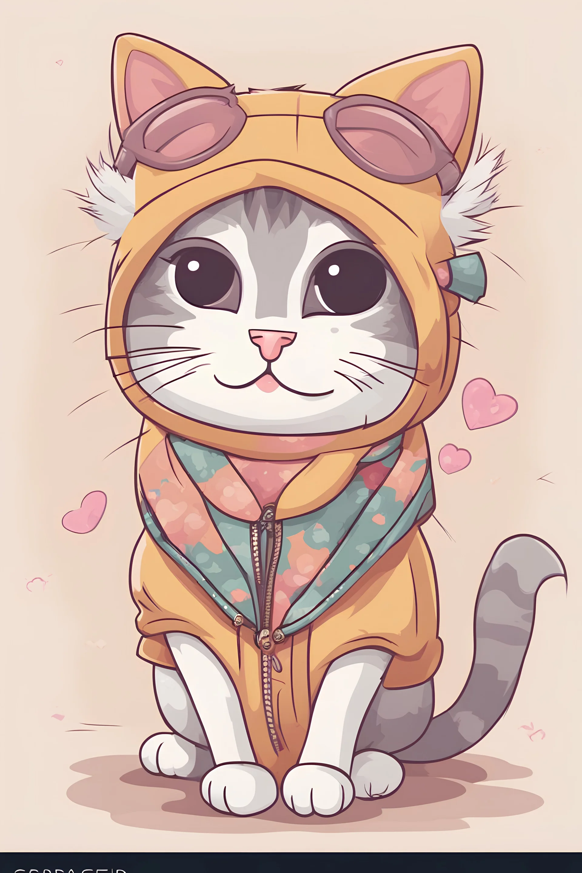 Cute cat in clothe,, cartoon