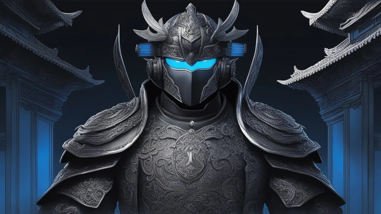 Man with Helmet Class in Kung fuu custom, black and blue color, solo leveling shadow drawing style, intricate details, highly detailed, high details, detailed portrait, masterpiece,ultra detailed, ultra quality