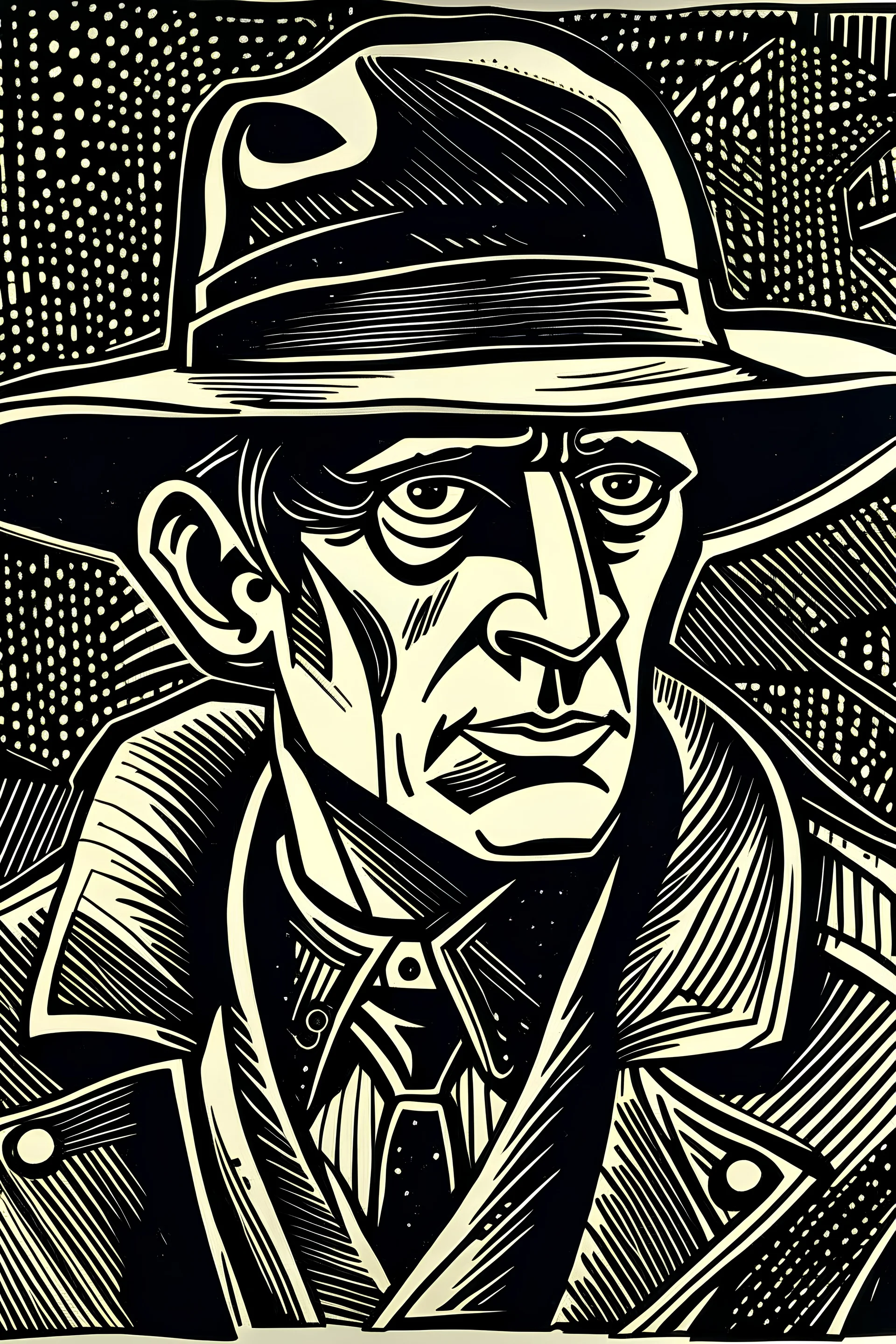 Linocut noir detective