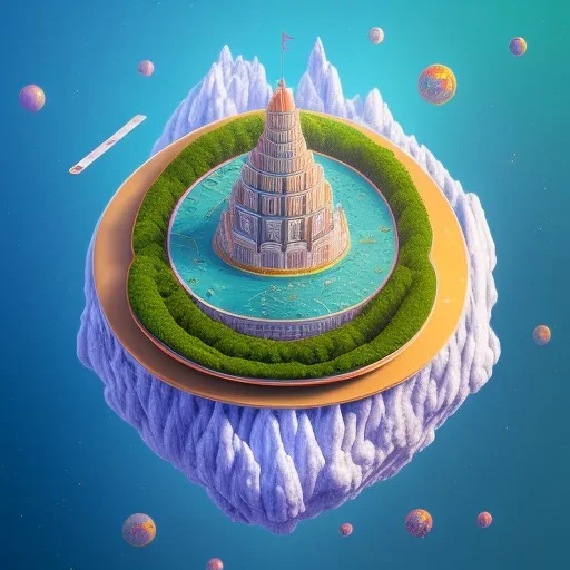 100mm photo of isometric floating island in the sky, surreal pizza with pizza, intricate, high detail, behance, microworlds smooth, macro sharp focus, centered