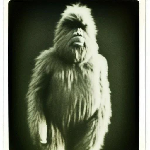 Polaroid picture of Big foot, ultra realistic, shady