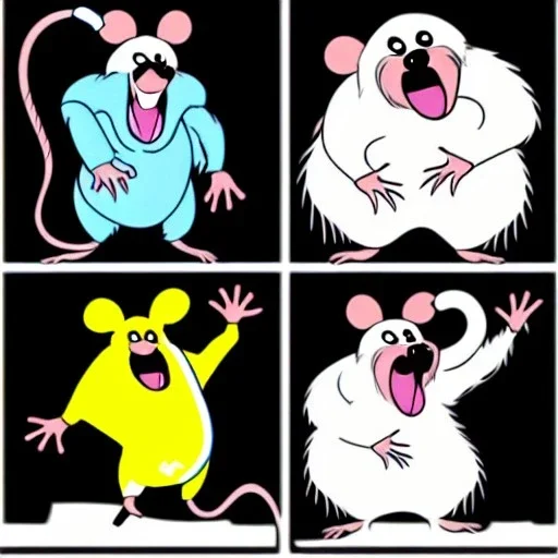 Rat, cartoon, lab coat lightning bolt, icey, yeti