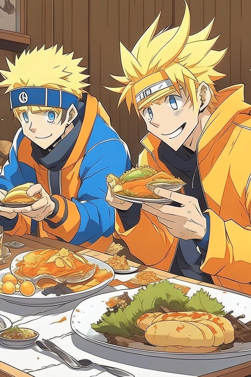 Naruto eating a steak with homelander