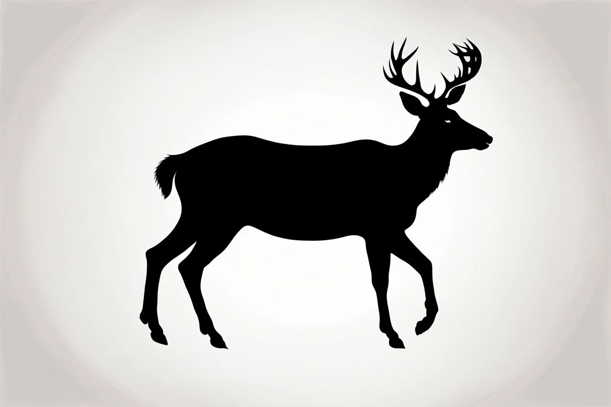 silhouette of a male deer, black on white, vector clipart