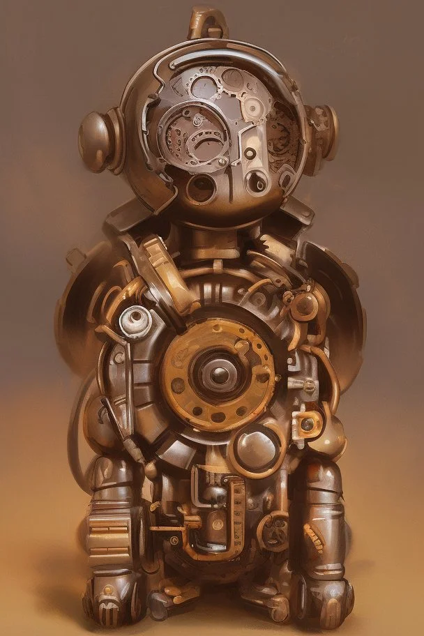 small cute steampunk mechanical monkey