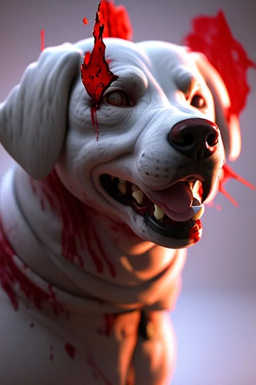 blood-stained Dog,hdr, 16k, octane effect, unreal engine , cinema 4d