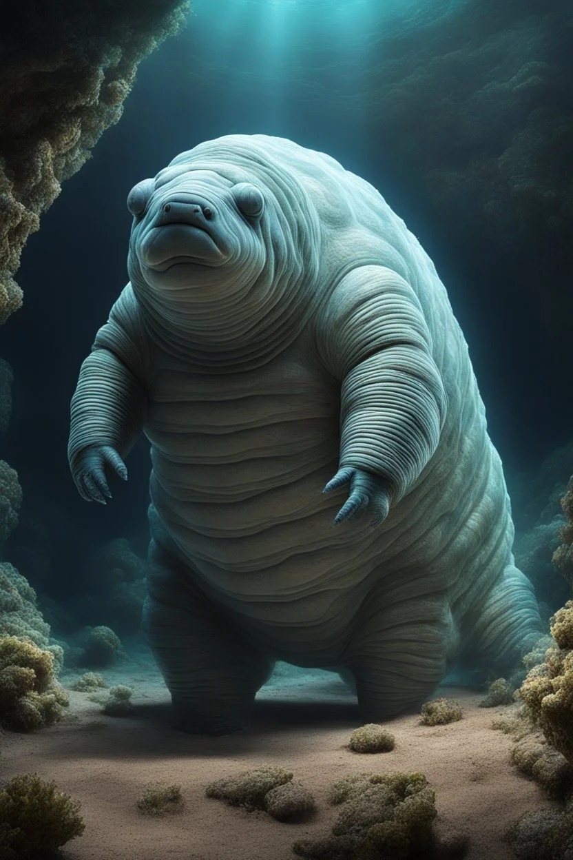 And so, with a mixture of determination and compassion, the captain takes a step forward, extending a hand in a gesture of trust. The giant tardigrade, sensing this shift in intention, hesitates, its eyes reflecting a glimmer of curiosity and acceptance.