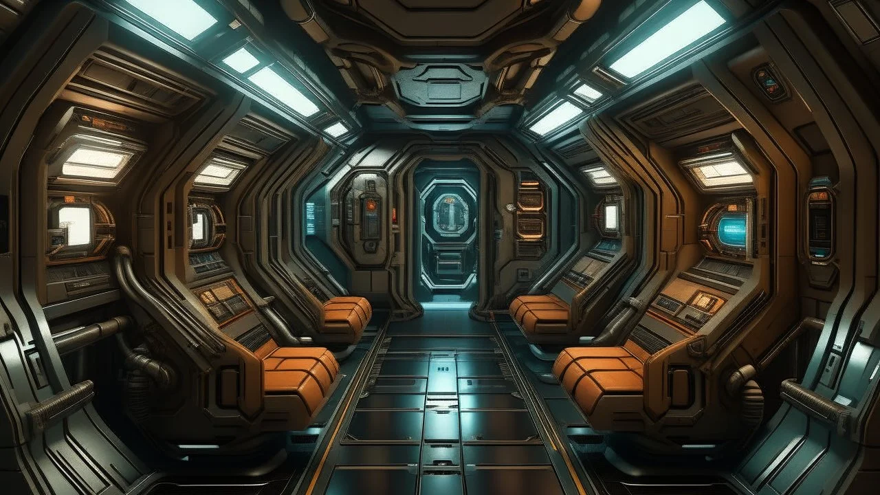 interior of space ship freighter