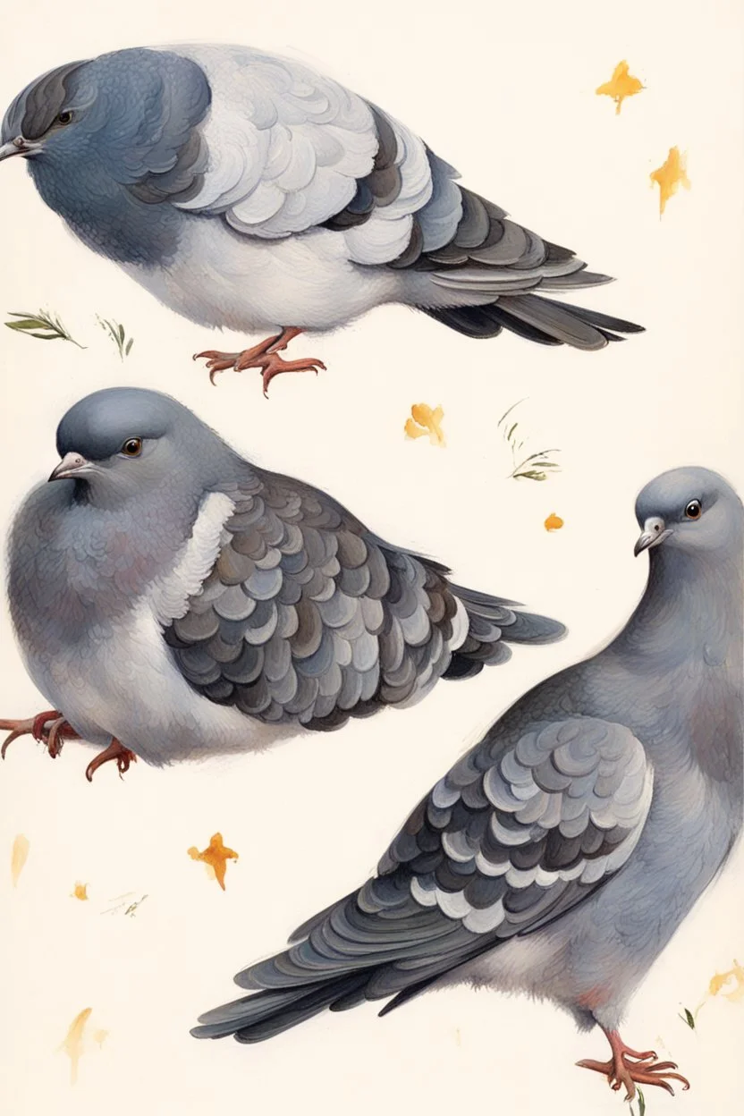 Pigeon. 19th painting