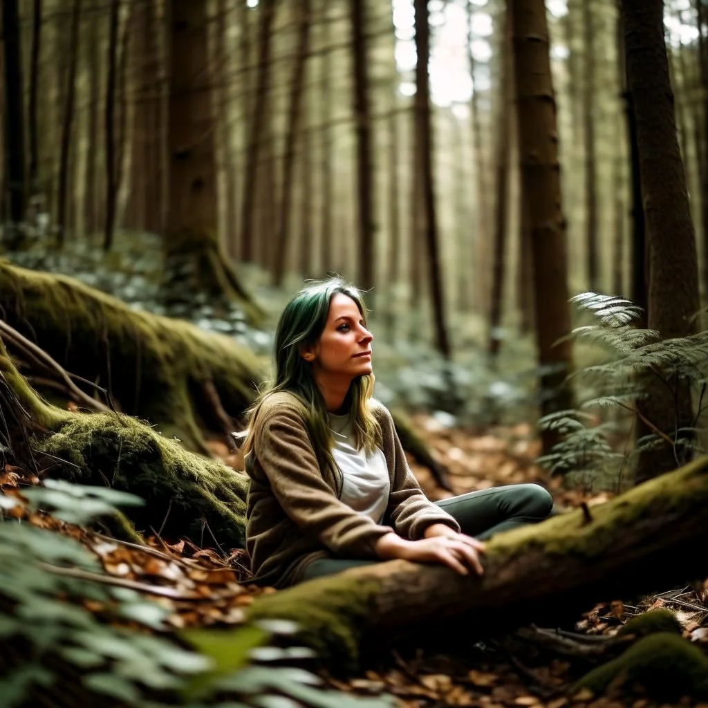 woman relaxing in the forest