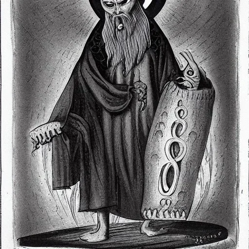 Nosferatu with a tentacle beard and fangs as a Russian Orthodox