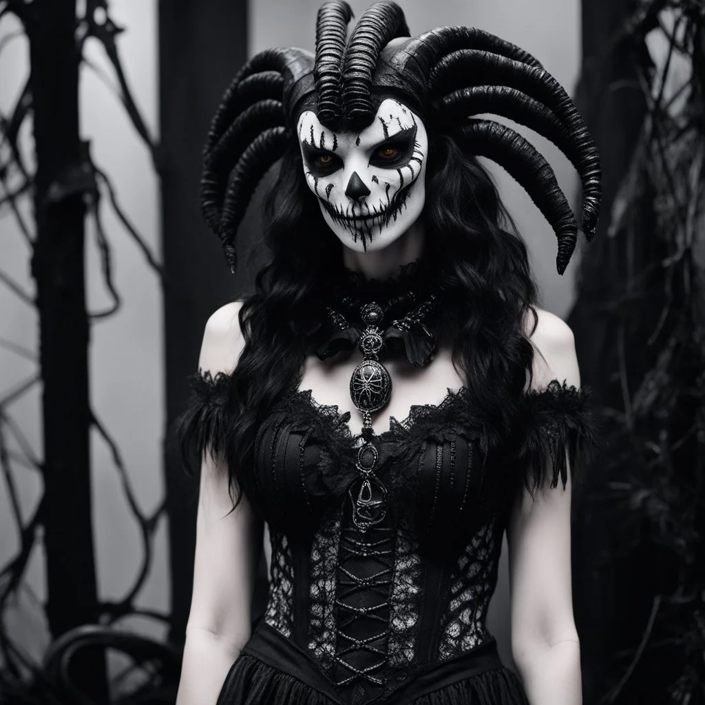 In the shadowed depths of the VHS tape, the mummy xenomorph emerged, a fusion of ancient horror and extraterrestrial dread. Draped in the skimpy clown costume that defied all norms, this monstrous being moved with an eerie, otherworldly grace. Its gothic Killstar clothing adorned with intricate lace and black slime tar designs, creating a macabre display of terror and allure.