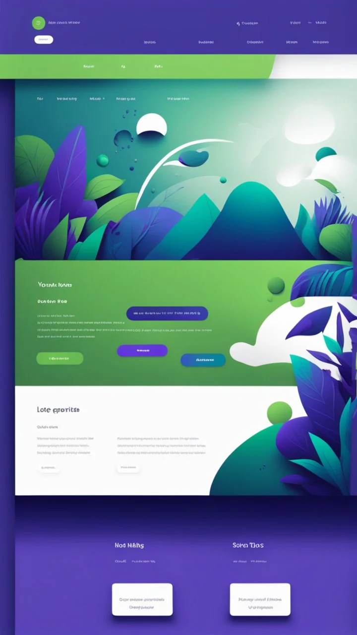 simple art style that show webiste's home page use bright green and dark blue-purple