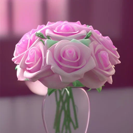 Pink transparent Crystal Rose Bouquet Flower