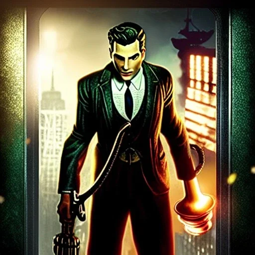 a picture of Andrew Ryan from Bioshock, darker colors, master quality, backlighting, soft lights, full body portrait, in frame, 8k, dark color pallet, perfectly drawn face, well drawn, BioShock