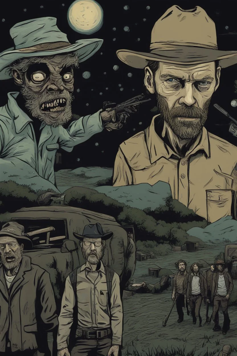 The Walking Dead Universe in the style of Van Gough