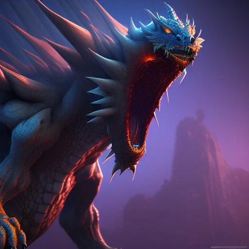 Monster dragon like creature,Ultraviolet dimension, unreal engine 5, 8k resolution, attractive, realistic, ultra detailed