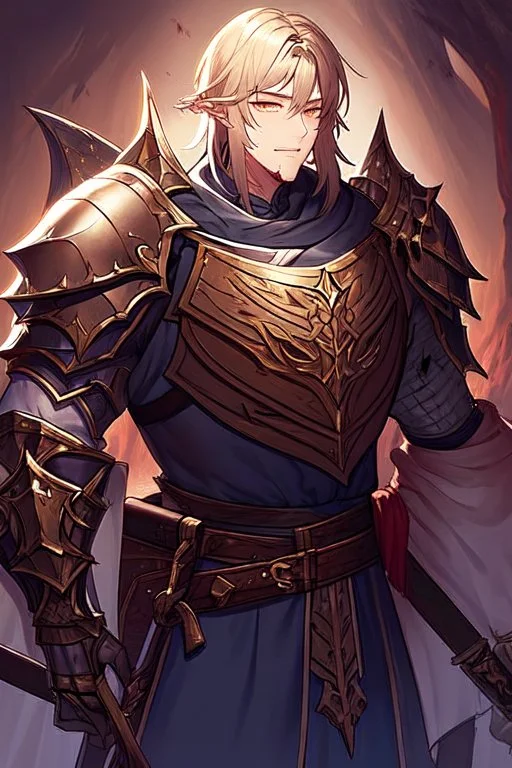 Armored Male Blood Knight Elf by korean manhwa style