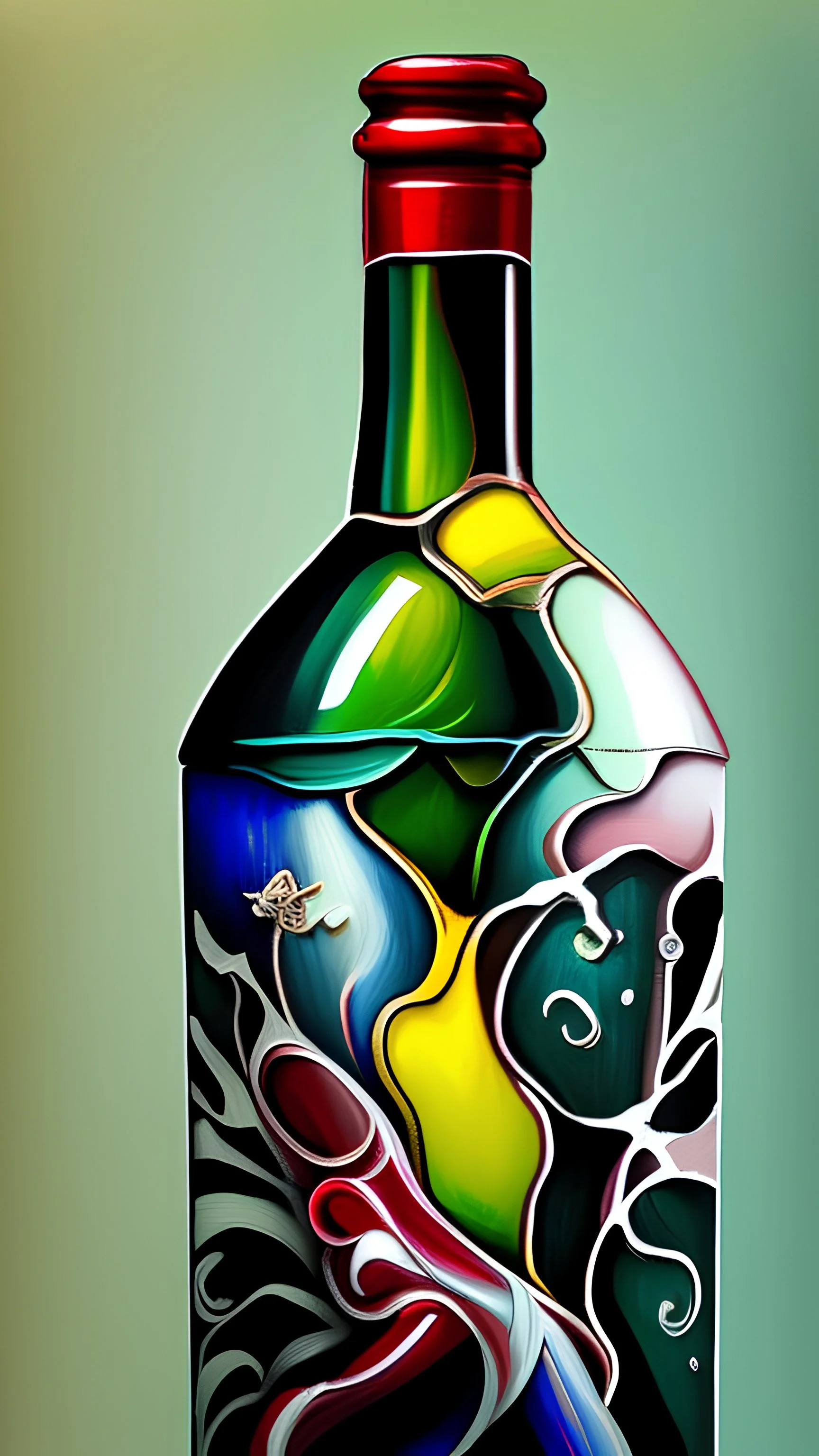 Pintura acrilica de una copa de vino