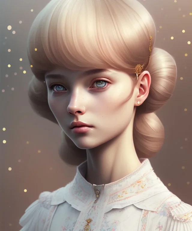 a realistic full face portrait of beautiful young and cute russian lolita girl, adorable, seductive and sexy looking, slight smile, intricate, elegant, highly detailed eyes, digital painting, 8k, artstation, concept art, smooth, sharp focus, illustration, studio quality, art by victo ngai