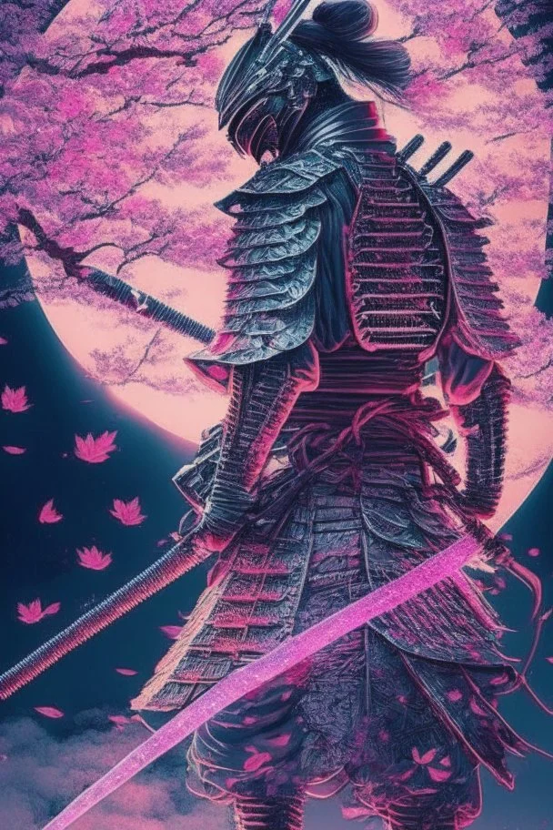 Mystical samurai emitting an aura