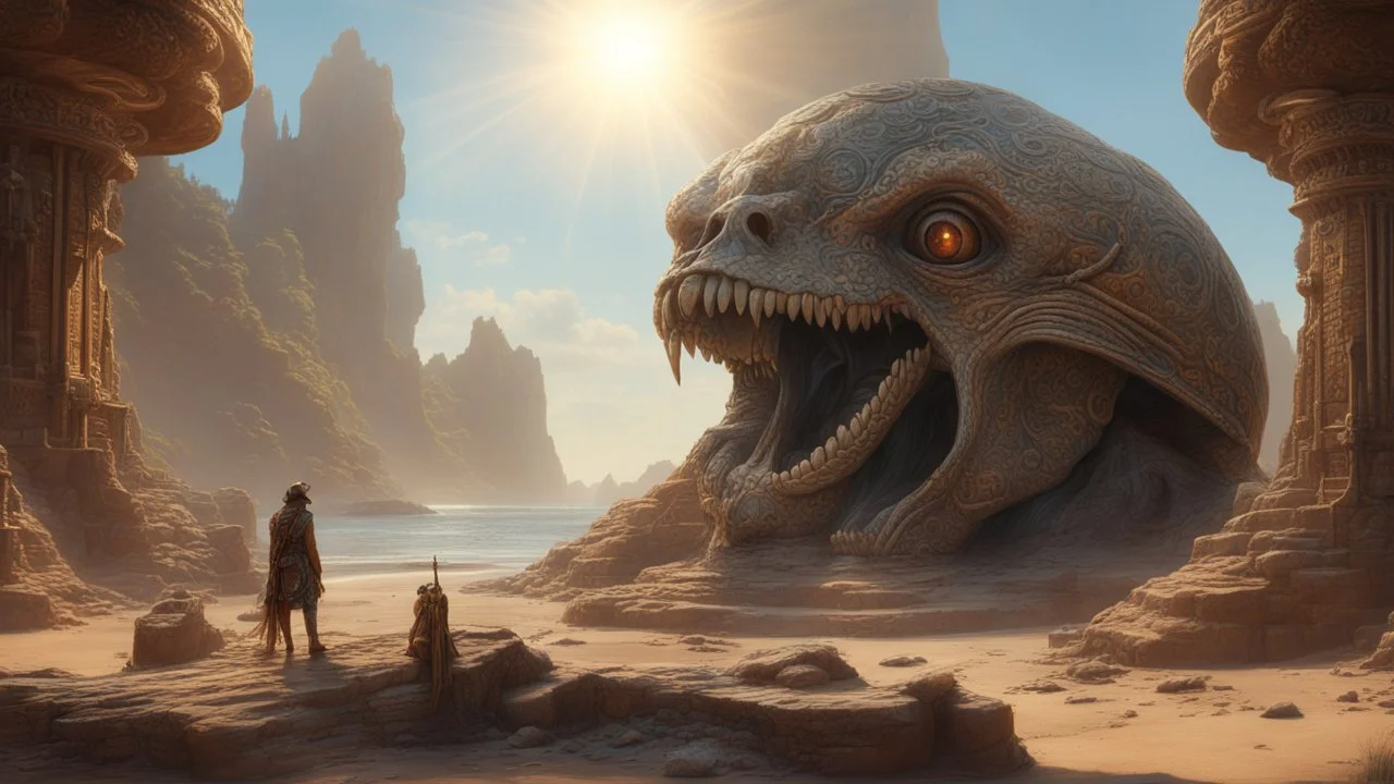 detailed intricate scenery very detailed elongated skull annunaki and Draco reptilians realistic, photorealistic technological, art by , Greg Rutkowski bruce pennington, in the style of , Lors of the rings Pirates of the caribbean, sunlight crepuscular rays, tension creation peace, Unreal Engine highly detailed post-processing elegant reflections cinematic