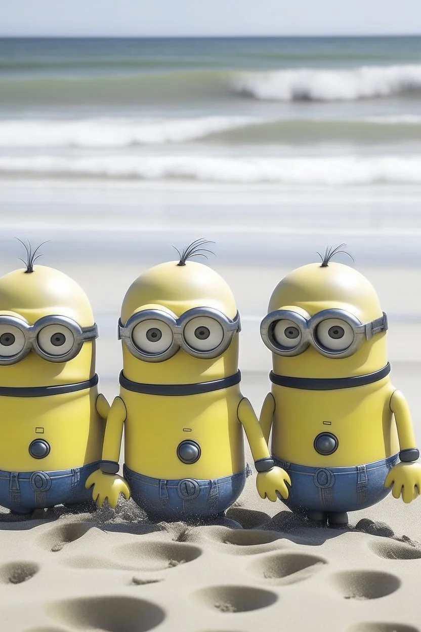 minions in a beach