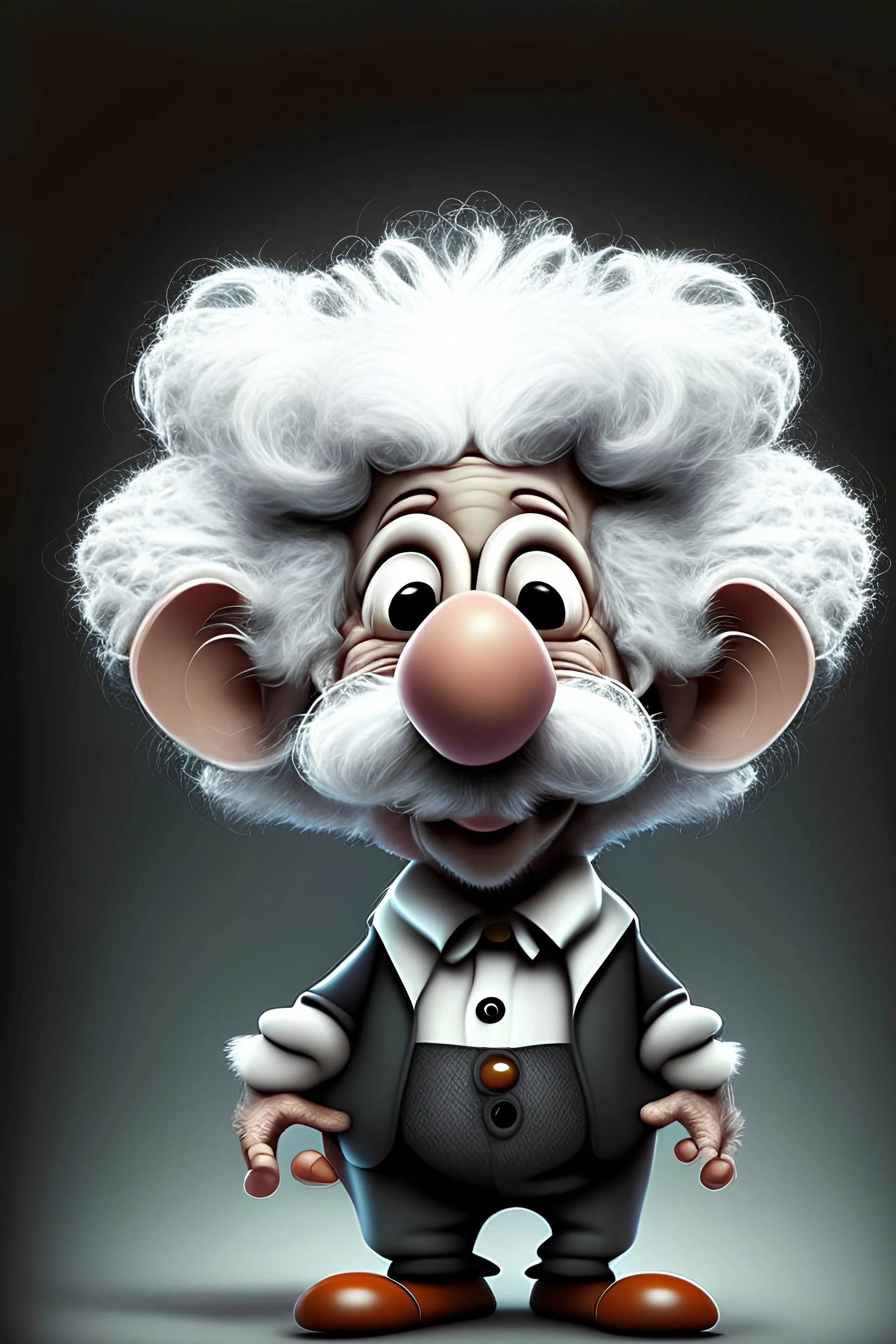 A mouse mascot character looking like Albert Einstein