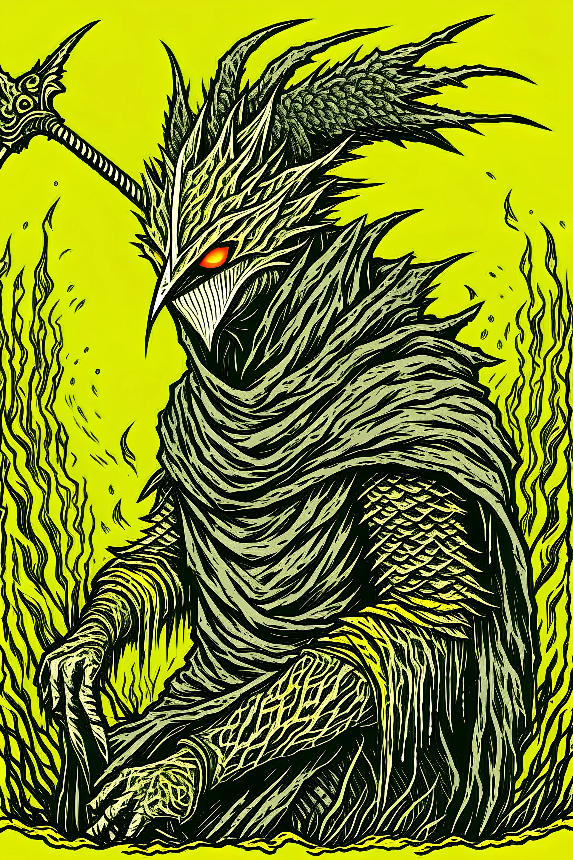Nameless king from dark souls 3, 90's anime style