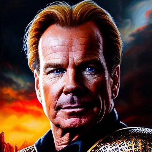 Ultra detailed fullbody Portrait in oil on canvas of Aldrich Killian with armor,intense stare,extremely detailed digital painting, extremely detailed face,crystal clear Big eyes, mystical colors ,perfectly centered image, perfect composition, rim light, beautiful lighting,masterpiece,8k, stunning scene, raytracing, anatomically correct, in the style of robert e howard and Ken Kelley and Ohrai Noriyoshi and Simon Bisley and tomzj1