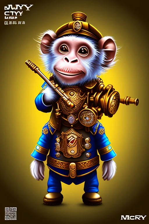 small cute steampunk mechanical monkey