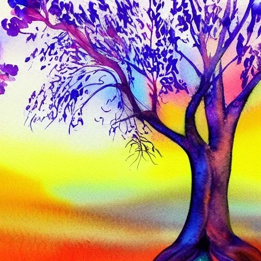 Water color beautiful tree