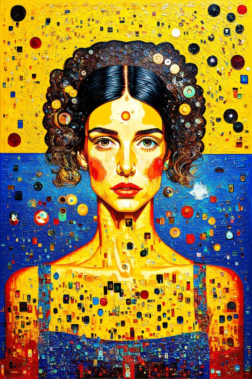X cannot exist without 0; Post-Modern Celestial Pop Art with surreal elements; Gustav Klimt inspired painting.