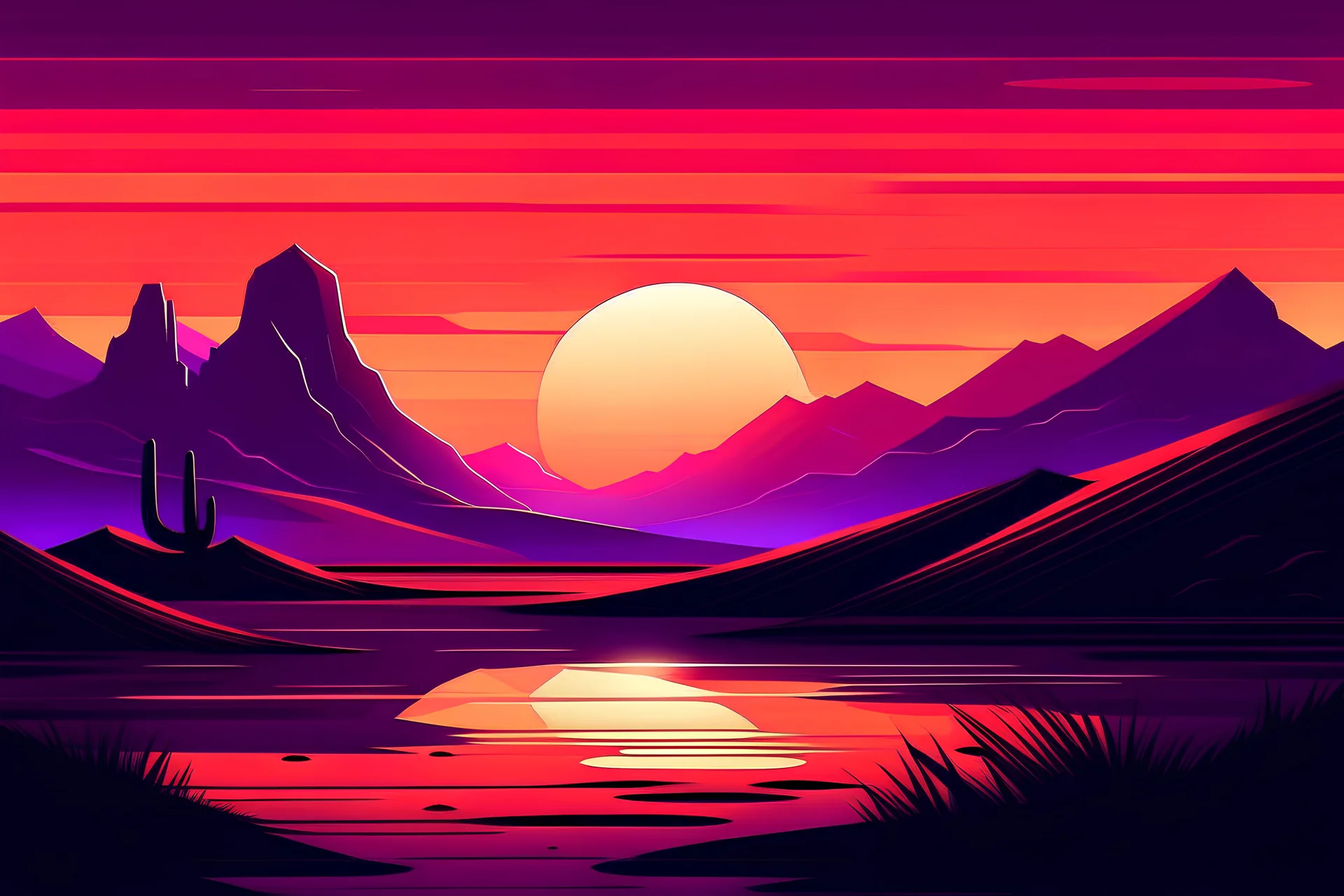 purple hues, desert sunset, meddle east retro poster design