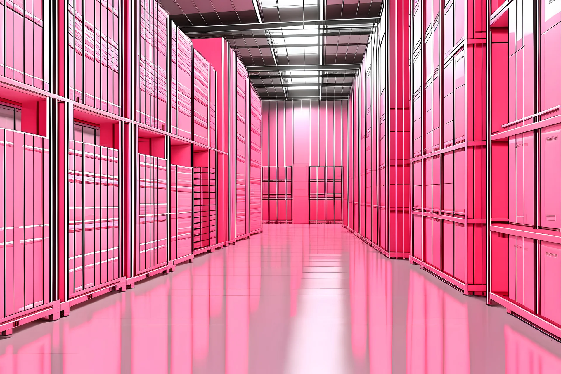 pink warehouse with high storage