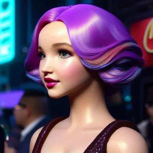 Dove Cameron's highly detailed beautiful face, meticulously detailed multi-hued hair; Happy Meal, cheeseburger, fries, cyberpunk, digital painting, artstation, smooth, sharp focus, flowing, illustration, art by Lisa Frank, artgerm, Greg Rutkowski, Alphonse Mucha and William-Adolphe Bouguereau, cyberpunk, Unreal Engine 5