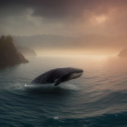 Nature, whale, on color lights, night, unreal 5, octane render, cinema4d, redshift render, hyper realistic, cenematic, vibrancy, synthwave, retouch, centered, dynamic lighting, dramatic lighting, 4k, highly detailed, attractive beautiful, realistic, virtual reality, epic composition, holographic,