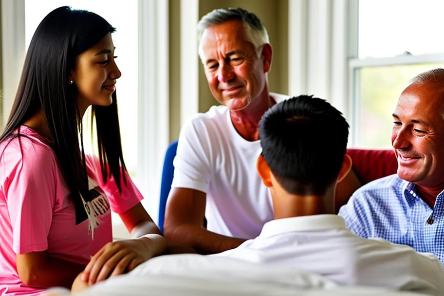 teenage girl in room with dad